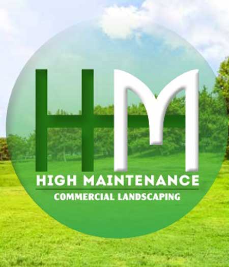 High Maintenenace Commercial Landscaping "HM" Log on grass.