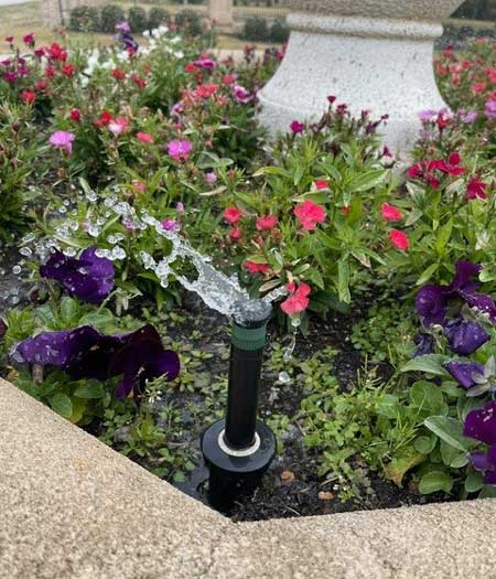 Humble commercial landscaper completed flowers and irrigation project.